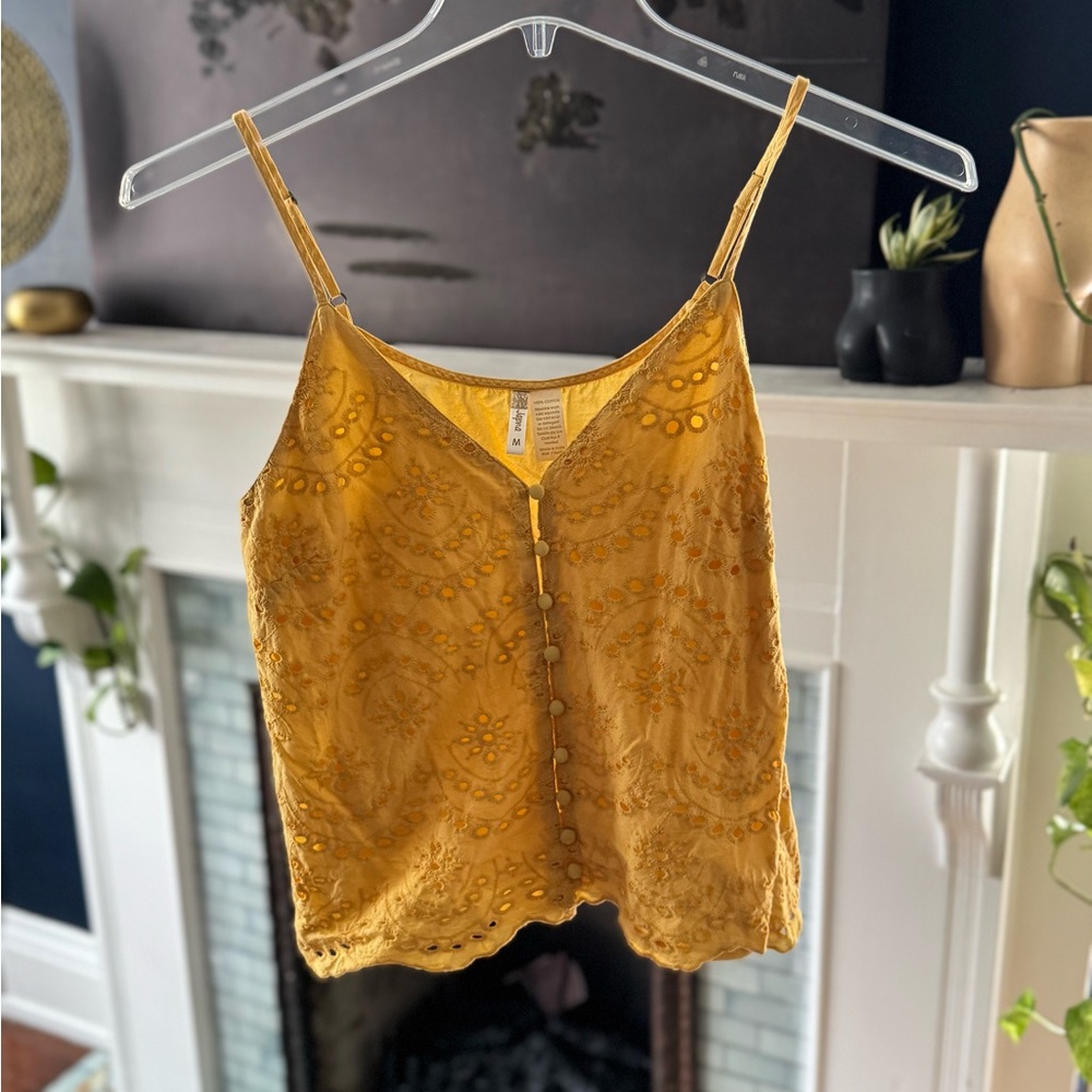 Japna Mustard Embroidered Camisole